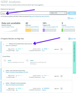 Analiza SERP dla ADIDAS